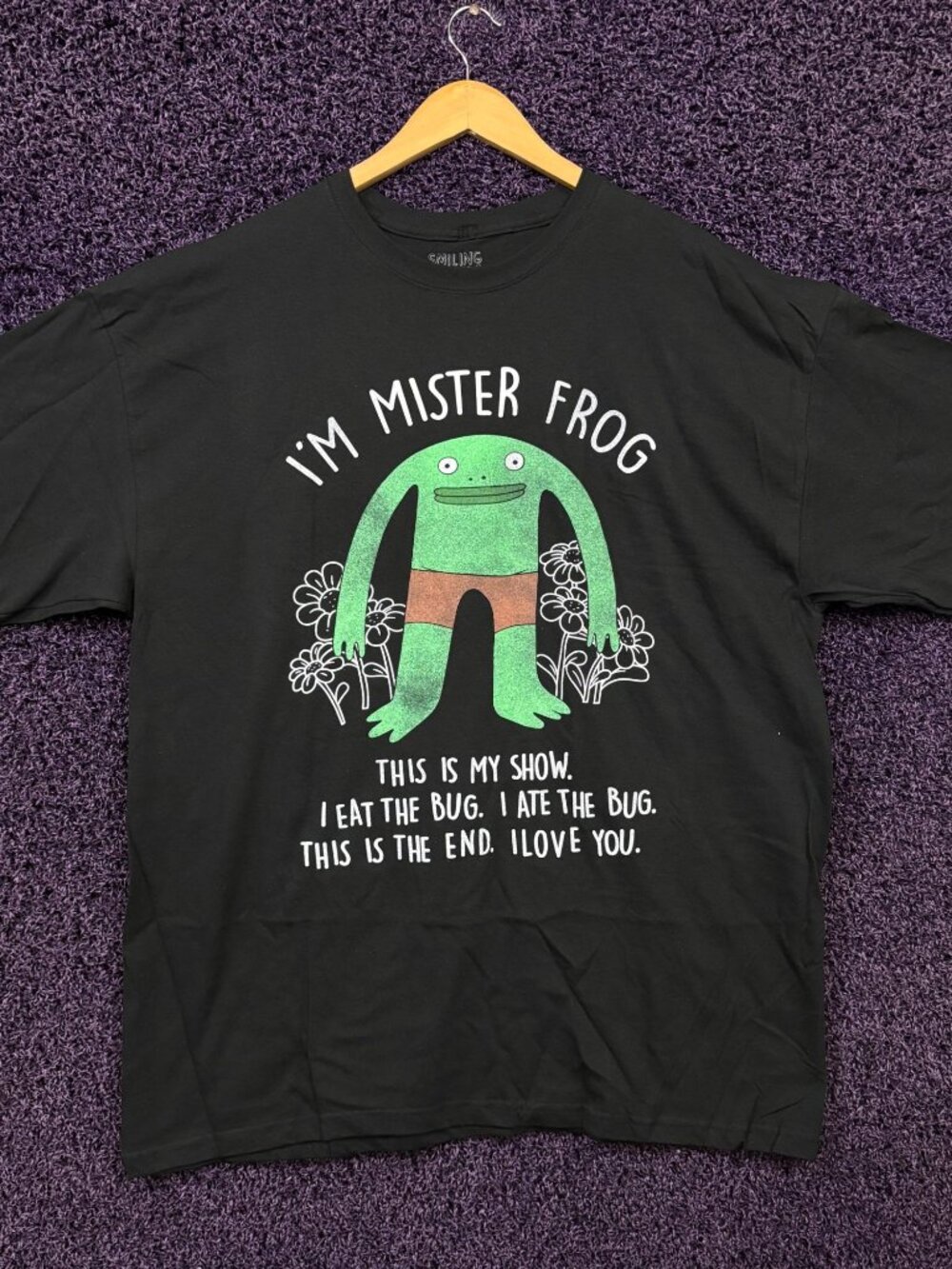 Mr Frog Slogan Smiling Friends Animated Series T-Shirt XXL